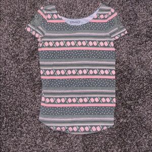 Women's Short Sleeve Pink Green